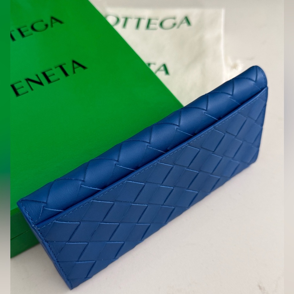Bottega Veneta Nappa Intrecciato Continental Flap Wallet Bluette NWT - Picture 6 of 11